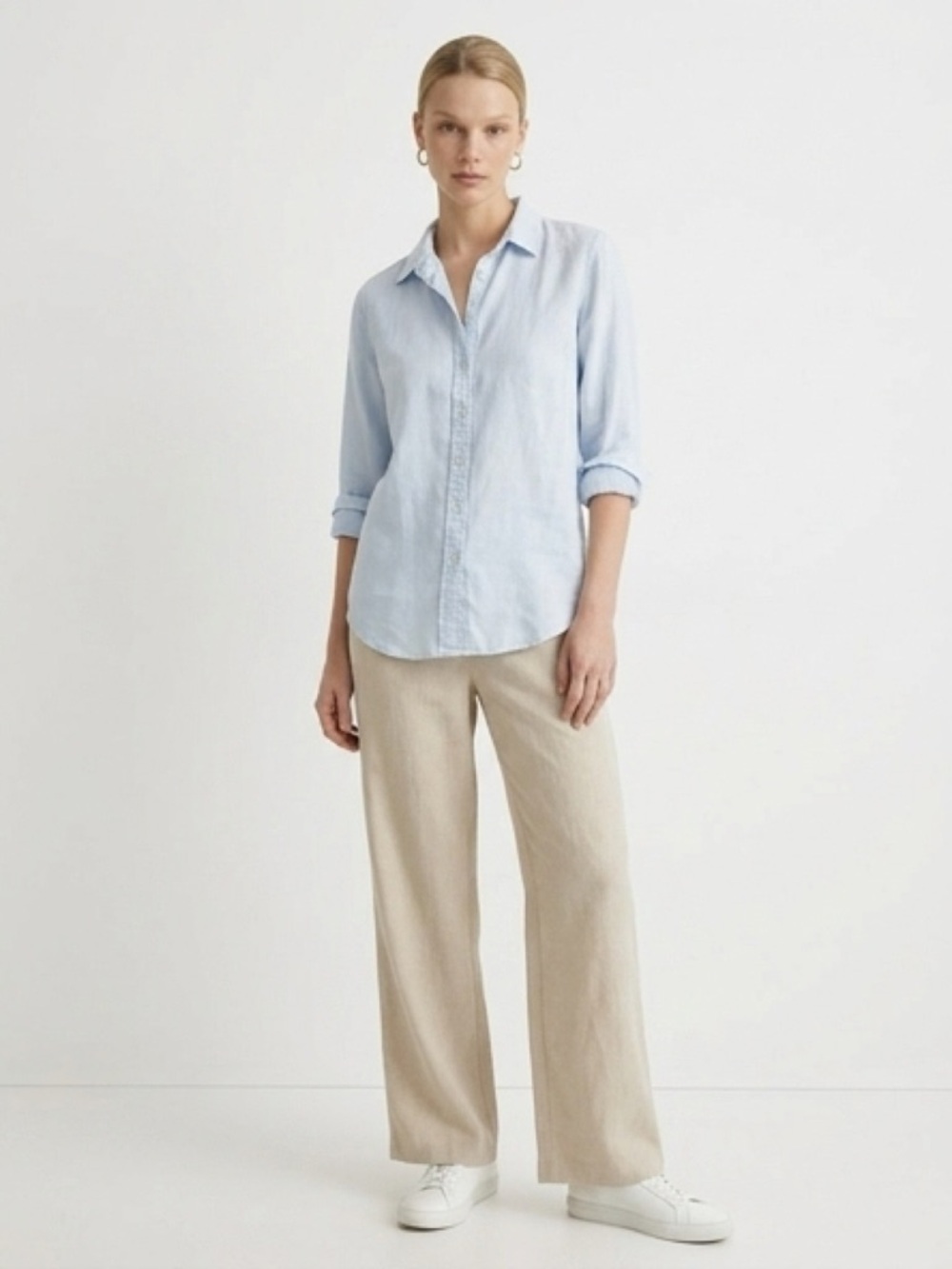 Quince Linen Light Blue Button-Up Shirt